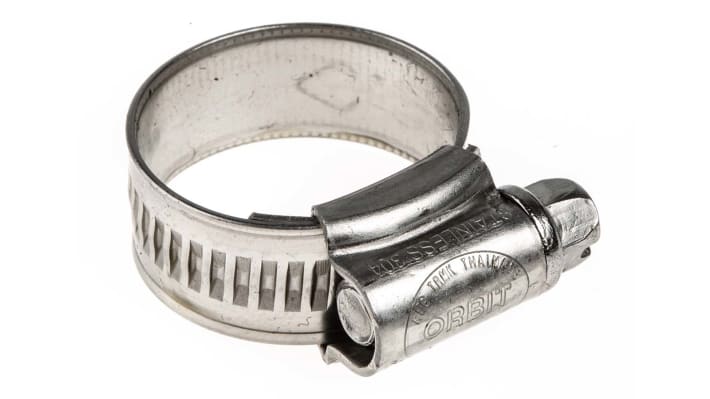 [RS-145-0268] RS PRO Stainless Steel Hex Screw Worm Drive, 12mm Band Width, 18 → 25mm ID