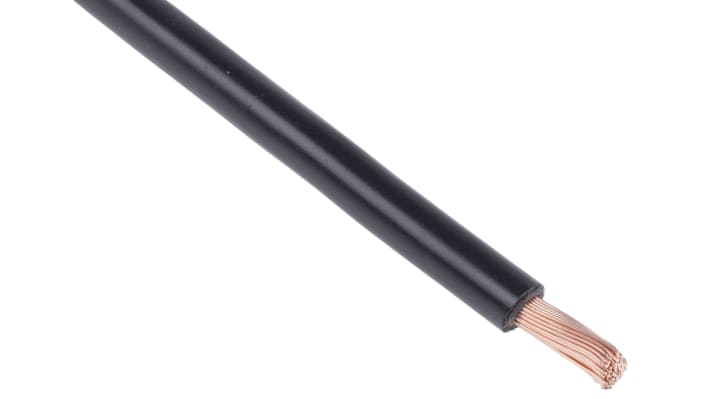 [RS-516-7962] RS PRO Black 10mm² Hook Up Wire, 7 AWG, 72/0.4 mm, 25m, PVC Insulation