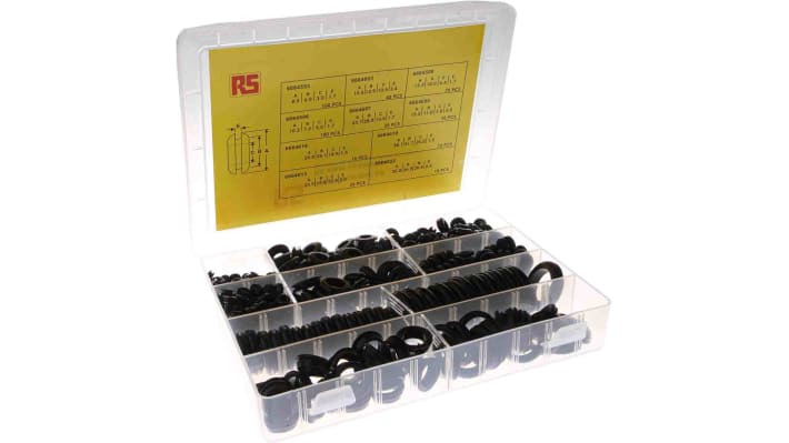 [RS-666-4584] RS PRO Black PVC Cable Grommet Kit for 3 → 19mm Cable Dia.