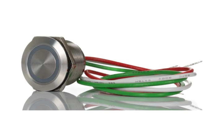 [RS-823-2772] RS PRO Capacitive Switch Latching NC,Illuminated, Green, IP68 Brass