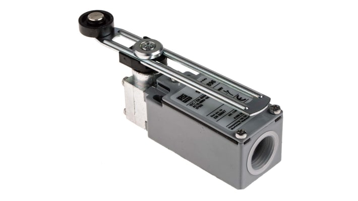 [RS-902-6896] RS PRO Adjustable Roller Lever Limit Switch, NO/NC, IP66, DPST, Zinc Alloy Housing, 400V ac Max, 10A Max