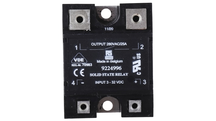 [RS-922-4996] RS PRO Solid State Relay, 25 A rms Load, Panel Mount, 280 V ac Load, 32 V dc Control